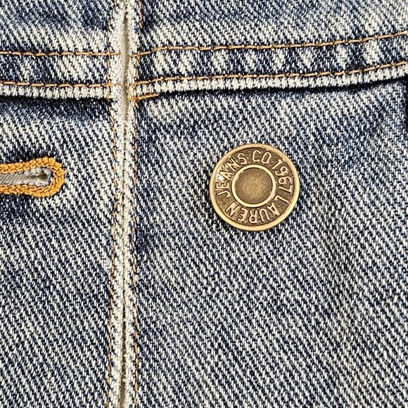 Vintage Y2K Denim Jacket L Trucker Coat Ralph Lauren‎ Sherpa Collar Insulated - Picture 9 of 13